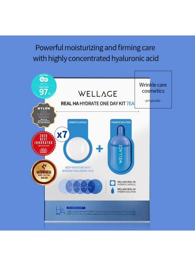 ويليدج مجموعة Real Ha Hydrate ليوم واحد 7Ea للعناية بالشد والترطيب، مصل حمض الهيالورونيك عالي التركيز للبشرة الجافة والحساسة، تركيبة زرقاء شفافة مع 8 مستخلصات عشبية - Image 2