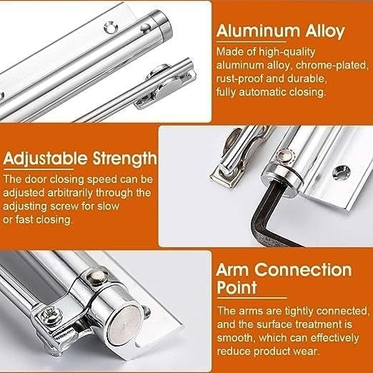 Drofail Door Closer Door Closers to Convert Hinged Doors Alloy Automatic Fire Rated Door Closer SelfClosing Use to Wooden DoorMetal DoorSecurity Door Steel - Image 5