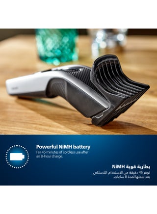 ماكينة قص الشعر HC3525/13 من Philips | قص شعر سهل ومتساوٍ | شفرات ذاتية الشحذ، 13 إعداد للطول | 45 دقيقة من الاستخدام اللاسلكي، تقنية DuraPower، شفرات قابلة للغسل أسود/ رمادي - view 5