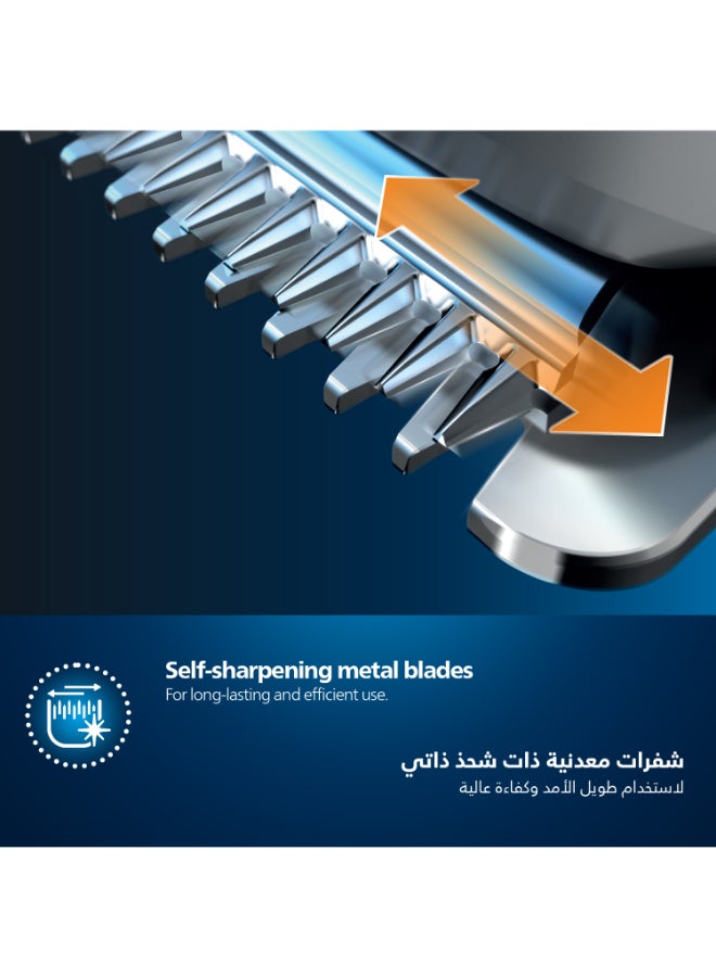 Philips Hair Clipper HC3525/13,Easy, Even Haircuts,Self-Sharpening Blades, 13 Length Settings,45min Cordless, DuraPower Tech, Washable Blades Black/Grey - Image 3