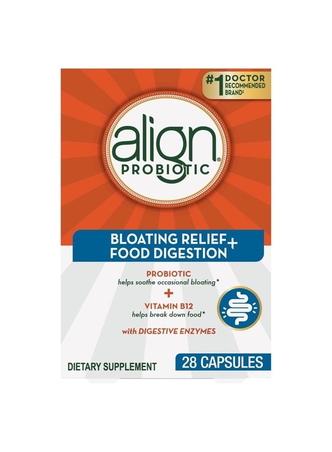Align تخفيف الانتفاخ بالبروبيوتيك + هضم الطعام، بروبيوتيك للنساء والرجال، العلامة التجارية الموصى بها من قبل الأطباء رقم 1، تعزز الصحة الهضمية وتساعد في دعم عملية التمثيل الغذائي للطعام، 28 كبسولة - Image 1