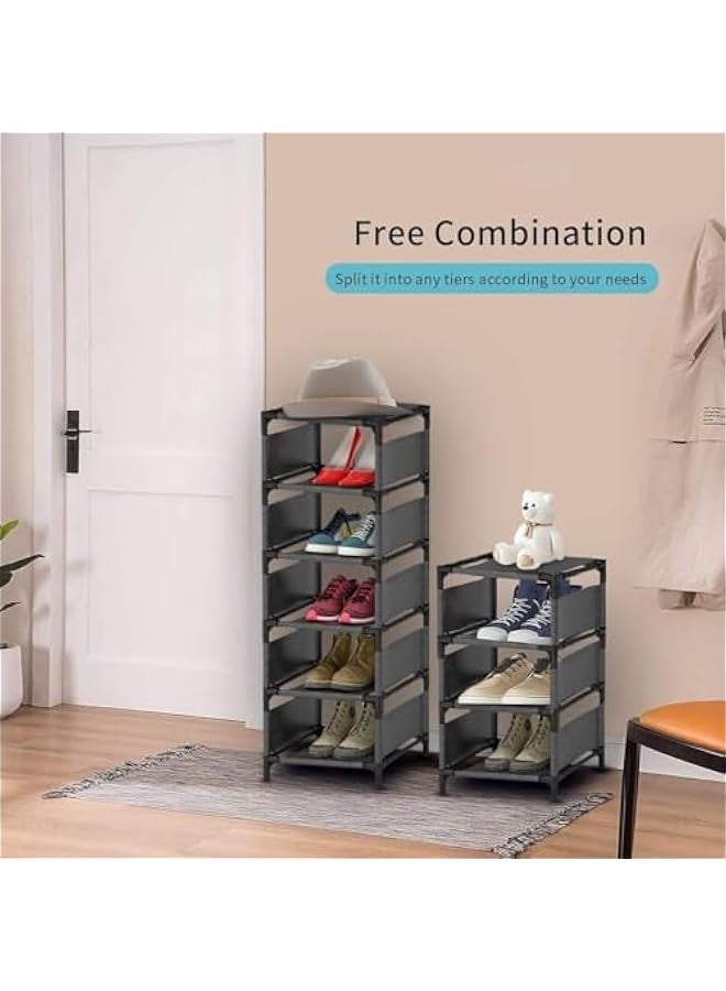 TRASSLE Space Saving 10 Pairs Tall Shoes Organizer Shoe Shelves, Narrow Shoe Rack Stackable Cubby Storage for entryway,Closet,Cabinet,Bedroom,Garage,Wardrobe, Over Door,Hallway - Image 5