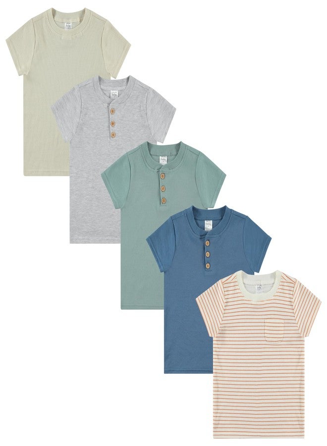 Cudlie 5-Pack Toddler/Baby Boy Short Sleeve Shirts - Premium Quality T-Shirt Tops for Lightweight Comfort and Style.Multipack Infants and Childrens Essentials. - Image 1