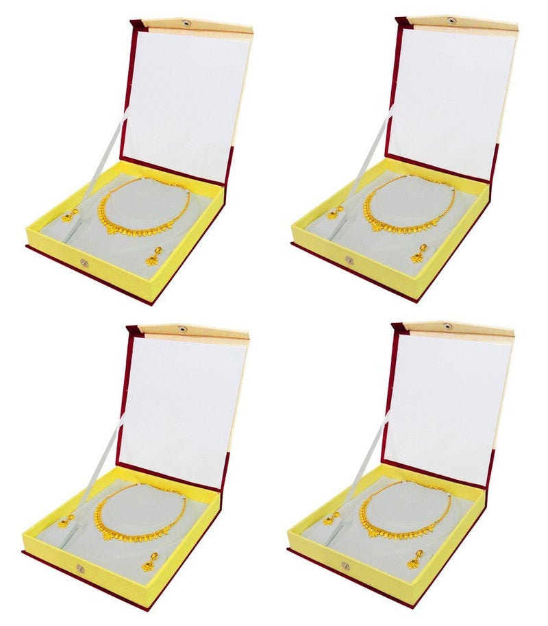 Atorakushon Pack of 4 Pcs Multipurpose Necklace Earring Bangle Bracelet Set Half Set Box Jewelry Makeup Vanity Box (Crem) - Image 5
