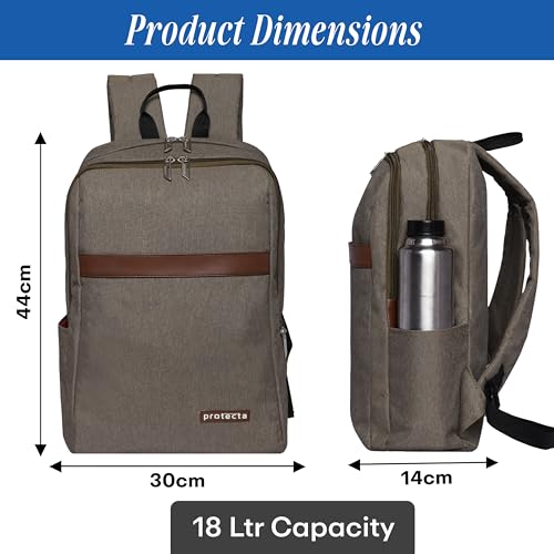 Protecta Delight Ideal for Office Backpack with 15.6 Inch Laptop Compartment & Outer Pocket for Men & Women - Brown - Image 3