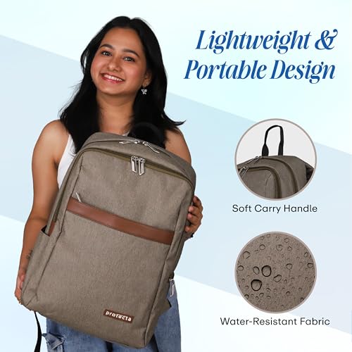 Protecta Delight Ideal for Office Backpack with 15.6 Inch Laptop Compartment & Outer Pocket for Men & Women - Brown - Image 5