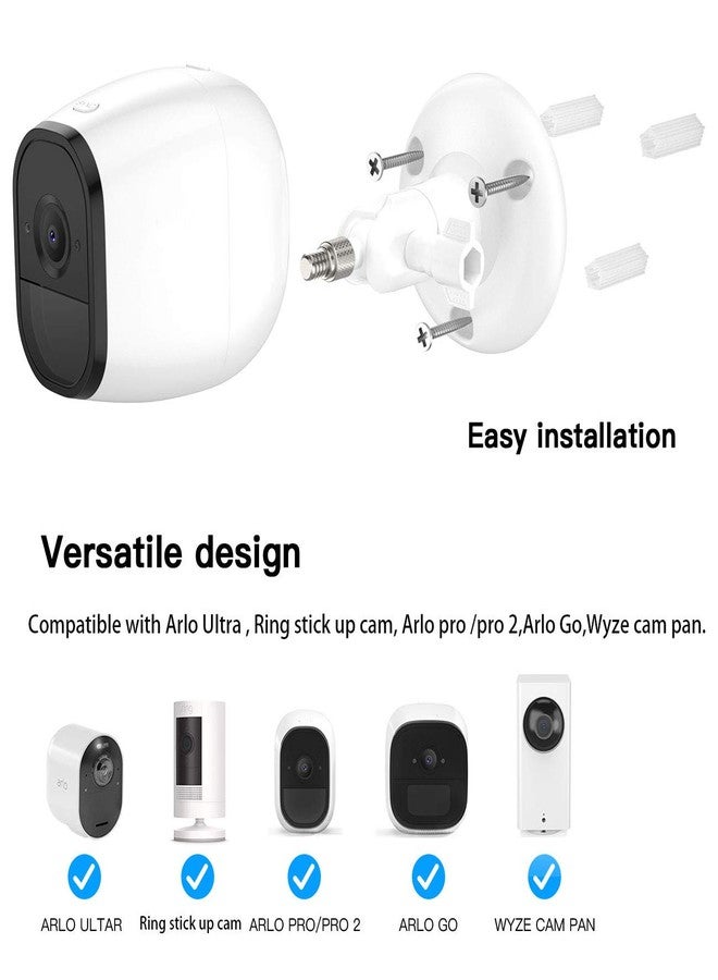 HOLACA Security Wall Mount Plus - Adjustable Indoor/Outdoor Compatible with Arlo Pro,Arlo Pro 2, Arlo Ultra,Arlo Go,Arlo HD and Other Compatible Models.(3-Pack) (White) - Image 2