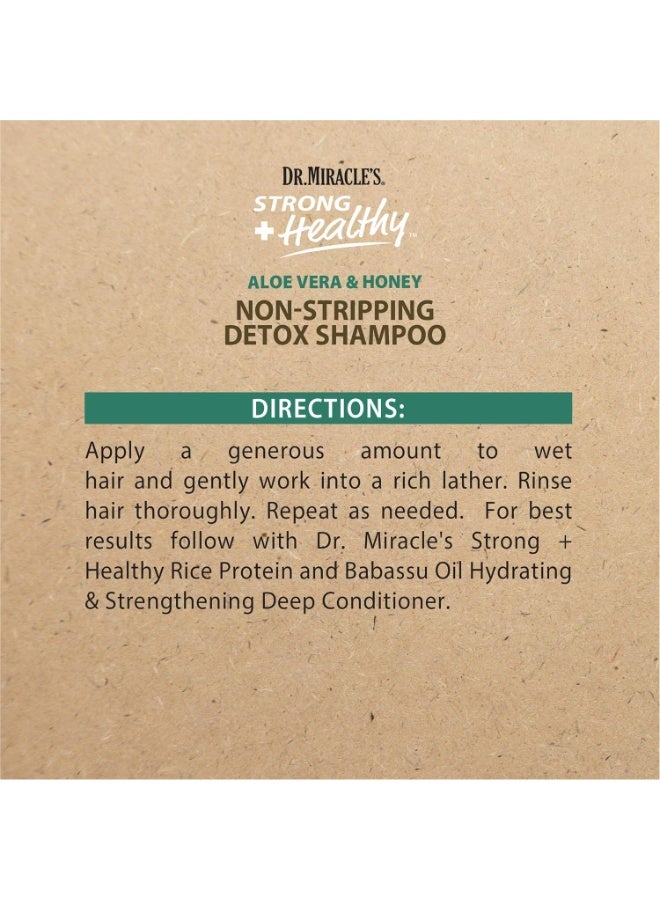 Dr. Miracle's Strong & Healthy Non Stripping Detox Shampoo. Contains Aloe Vera, Honey and Coconut Water to combat dryness, shedding and breakage to support healthy hair and a thriving scalp.355ML - Image 2