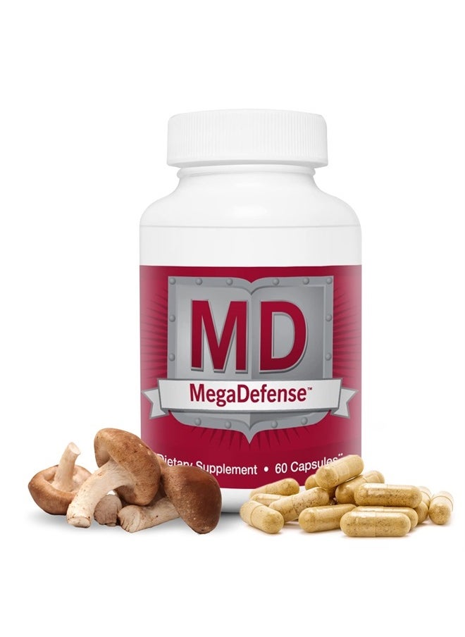 MegaDefense Mushroom Supplement - Mushroom Capsules for Daily Wellness, 6 Mushrooms Supplement: Reishi Mushroom, Turkey Tail, Cordyceps, Maitake, Agaricus & Shiitake, Non-GMO (60 Veggie Caps)…