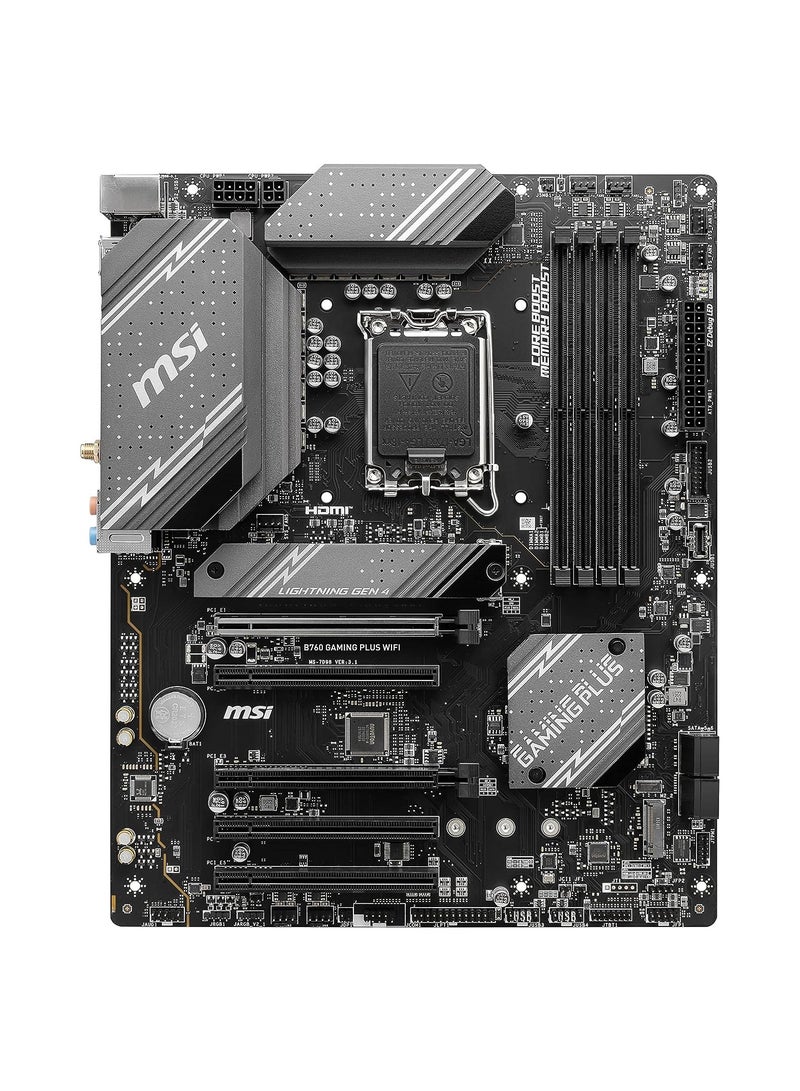 MSI B760 Gaming Plus WiFi Gaming Motherboard (Supports 12th/13th Gen Intel Processors, LGA 1700, DDR5, PCIe 4.0, M.2, 2.5Gbps LAN, USB 3.2 Gen2, Wi-Fi 6E, ATX)  - Image 2