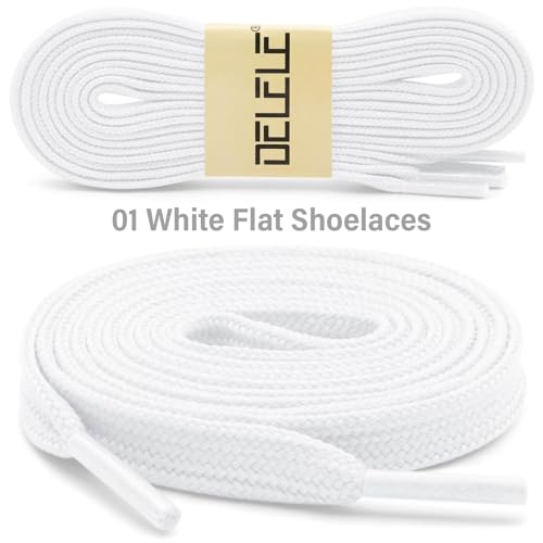 DELELE Solid Flat Shoe Laces: Hollow Thick White Shoelaces for Sneakers 2 Pair 63 inch - Image 2