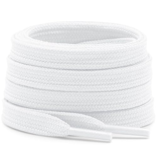 DELELE Solid Flat Shoe Laces: Hollow Thick White Shoelaces for Sneakers 2 Pair 63 inch - Image 1