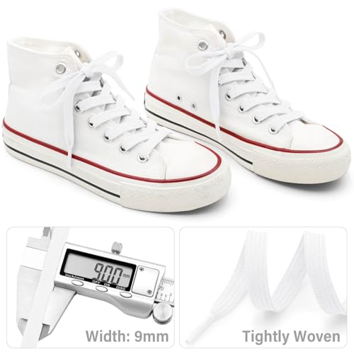 DELELE Solid Flat Shoe Laces: Hollow Thick White Shoelaces for Sneakers 2 Pair 63 inch - Image 3