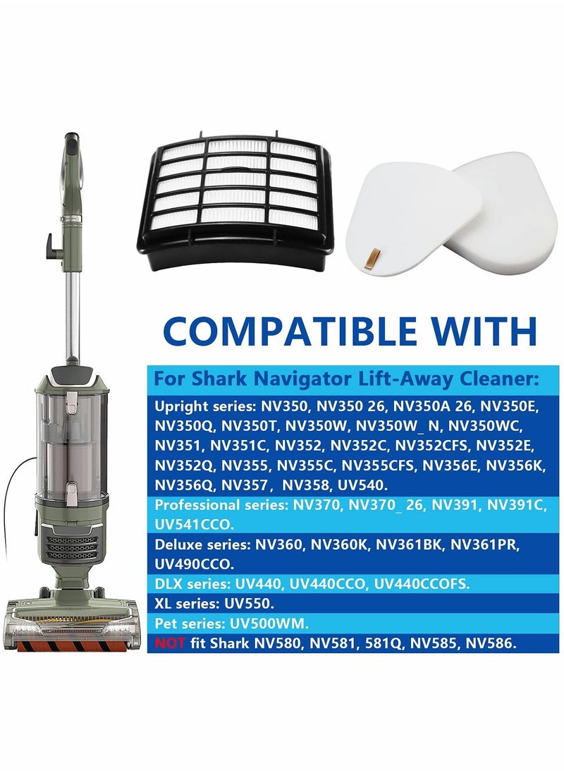 Y&D - Filters, Felt Compatible with Shark Navigator Lift-AwayNV350/NV352/NV355/NV356/NV357/UV440 2 HEPA + 4 Foam - Image 1