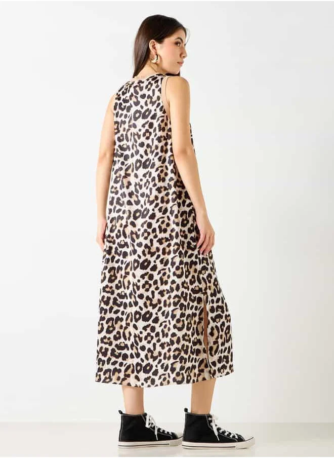 2Xtremz 2Xtremz Animal Print A-line Sleeveless Midi Dress