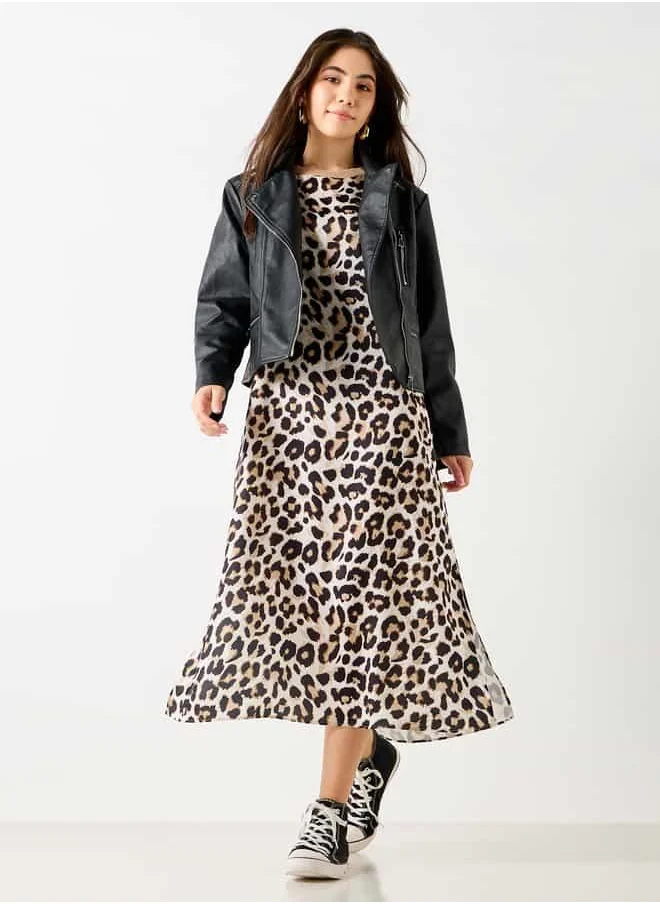 2Xtremz 2Xtremz Animal Print A-line Sleeveless Midi Dress