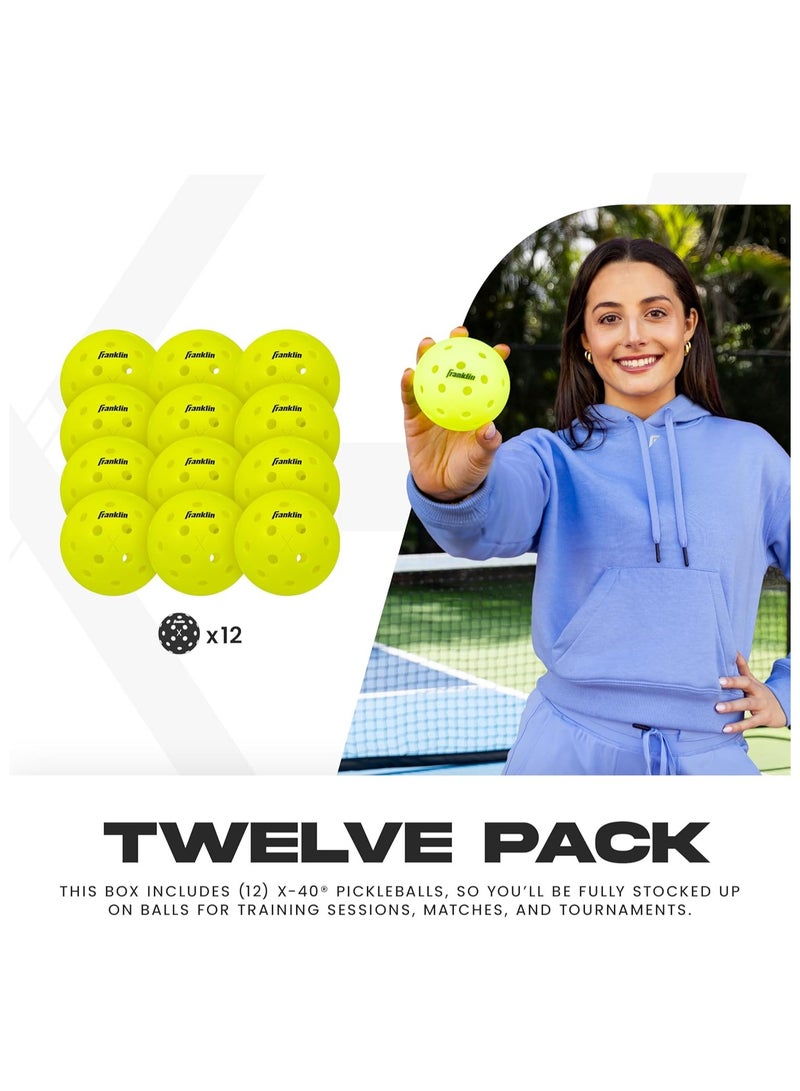 Franklin X-40 Outdoor Pickleballs - USAPA Approved - 12 Pack - Official US Open Ball - Yellow - Image 2