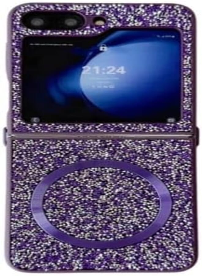 Next Store PC Case, Silicone Case Support Magnetic Charging, Shockproof Flip Edge Cover with Attractive and Stylish Design, Compatible with Samsung Galaxy Z Flip 3 (Purple)