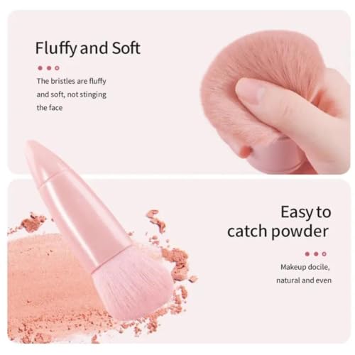 Cavernshop Professional 5 in 1 Small Mini Makeup Brush Kit with Mirror for Face Eye Shadows Eyeshadow Powder Blush Cosmetic Case Set Cleanser for Women Foundation Travel Brushes for Girl Female - Image 3