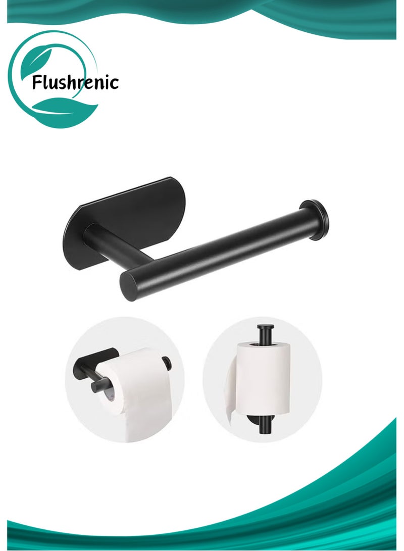 حامل ورق المرحاض,  حامل ورق تواليت ذاتي اللصق, حامل ورق تواليت مثبت على الحائط من الفولاذ المقاوم للصدأ 304, للحمّام والمطبخ والمغسلة، لا تحتاج إلى ثقب (أسود) - Image 1