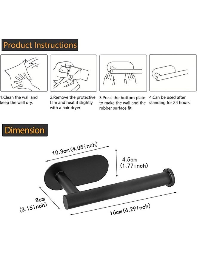 Generic - Toilet Paper Holder, Self Adhesive Toilet Paper Holder,304 Stainless Steel Wall Mounted Toilet Paper Holder,for Bathroom, Kitchen, Washroom,No punching required( Black) - Image 1