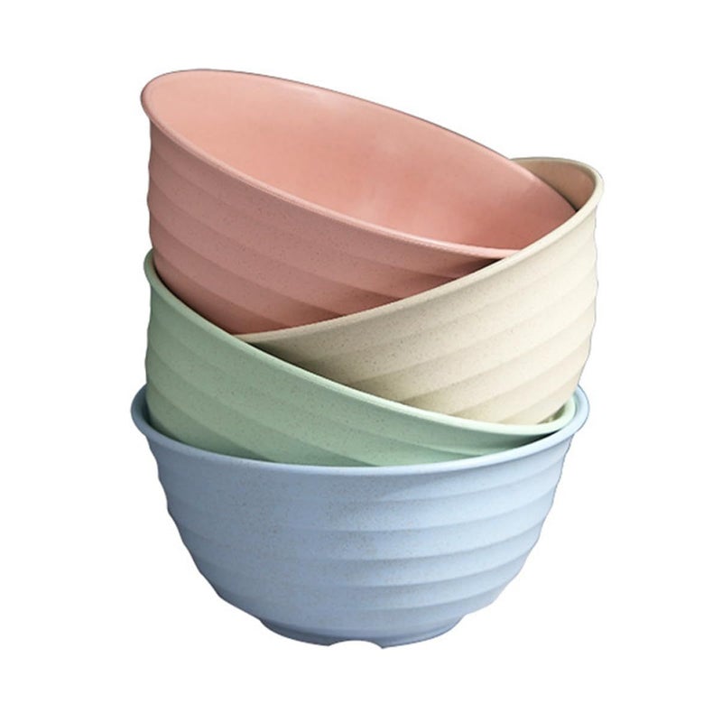 Wheat Straw Heat Resistant Soup Bowl Set 4pcs 17cm Colorful Lightweight Nordic Dining Bowls - Image 2