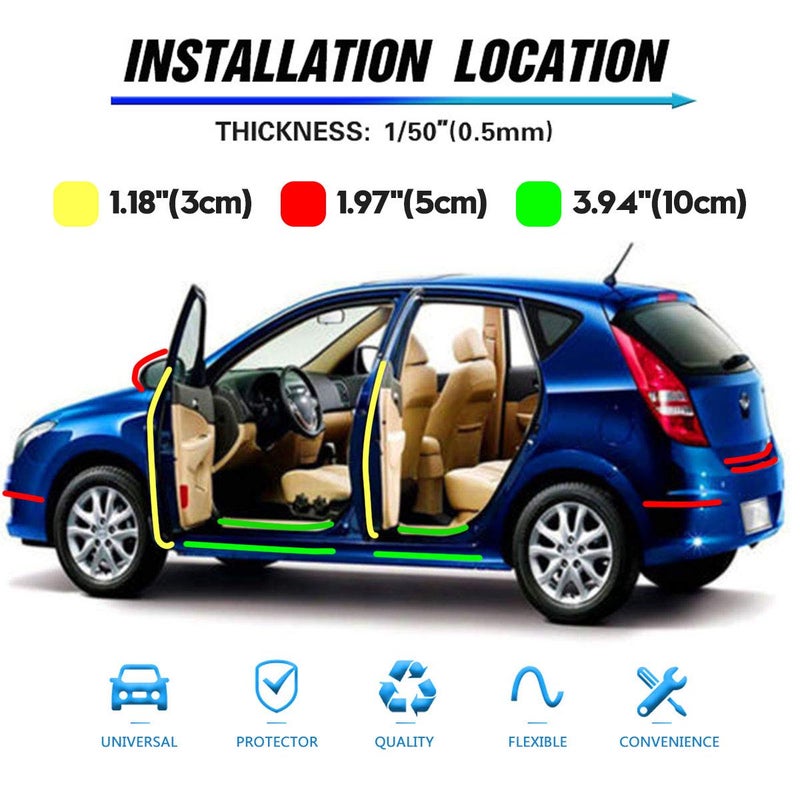 ToLanbbt Car Door Edge Guard Invisible Automotive Door Sill Guard Protectors Anti-Scratch Adhesive Tape Waterproof Strips for Car Door Edge Protection (33Ft x 3.94â€, Transparent) - Image 2