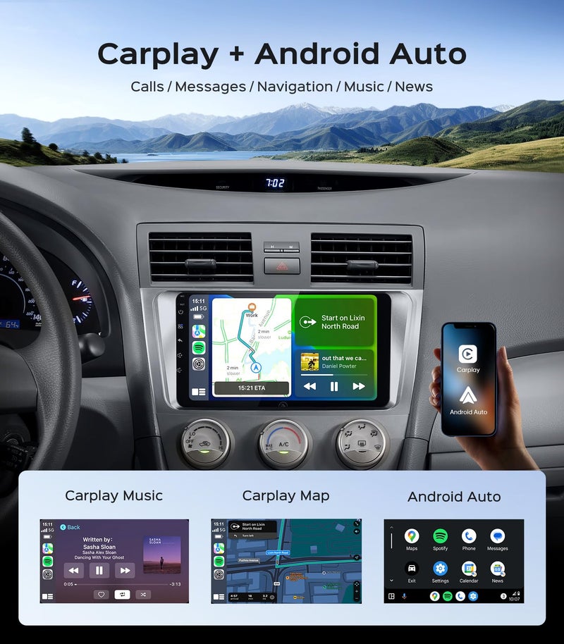RUICAR 64G Car Stereo Radio for Toyota Camry 2007-2011, 9 Inch IPS HD Touch Screen Wireless CarPlay Android Auto/WiFi/GPS/FM/SWC/Bluetooth/1080P Backup Camera - Image 4