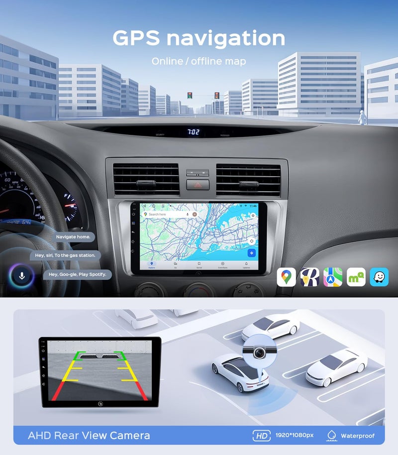 RUICAR 64G Car Stereo Radio for Toyota Camry 2007-2011, 9 Inch IPS HD Touch Screen Wireless CarPlay Android Auto/WiFi/GPS/FM/SWC/Bluetooth/1080P Backup Camera - Image 5