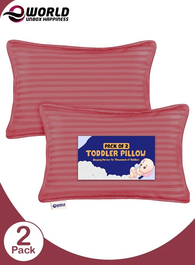 إي وورلد وسائد نوم للأطفال الصغار، بغطاء ناعم من مزيج القطن وحشوة من البوليستر، مثالية للاستخدام في المنزل وغرف الفنادق، عبوة من 2 متوفرة بلون ماروني أنيق - Image 1