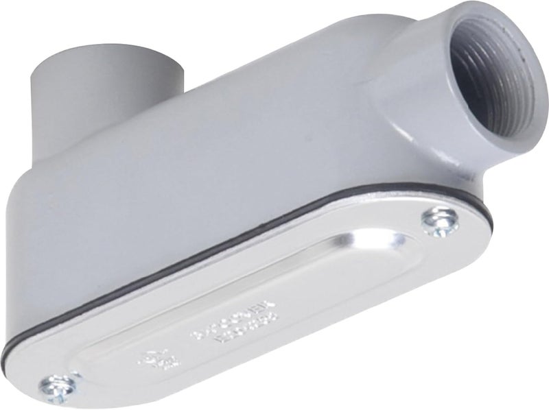 TayMac RLB300 Threaded LB Conduit Body, Die Cast Aluminum, Stamped Steel Cover, 3-Inch, Gray - Image 1