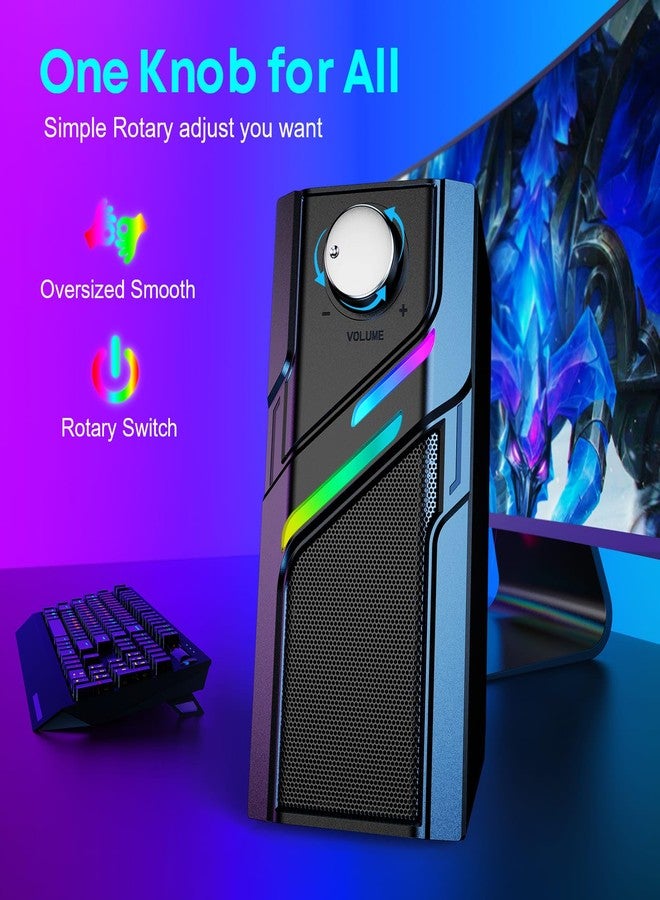 لينرو سماعات كمبيوتر LENRUE لأجهزة الكمبيوتر المكتبية، مزودة بمقبض سهل الاستخدام، وصوت نقي وقوي، وإضاءة تعمل باللمس، وتعمل بمجرد التوصيل لأجهزة الكمبيوتر المكتبية والشاشات وأجهزة الكمبيوتر المحمولة. - Image 3