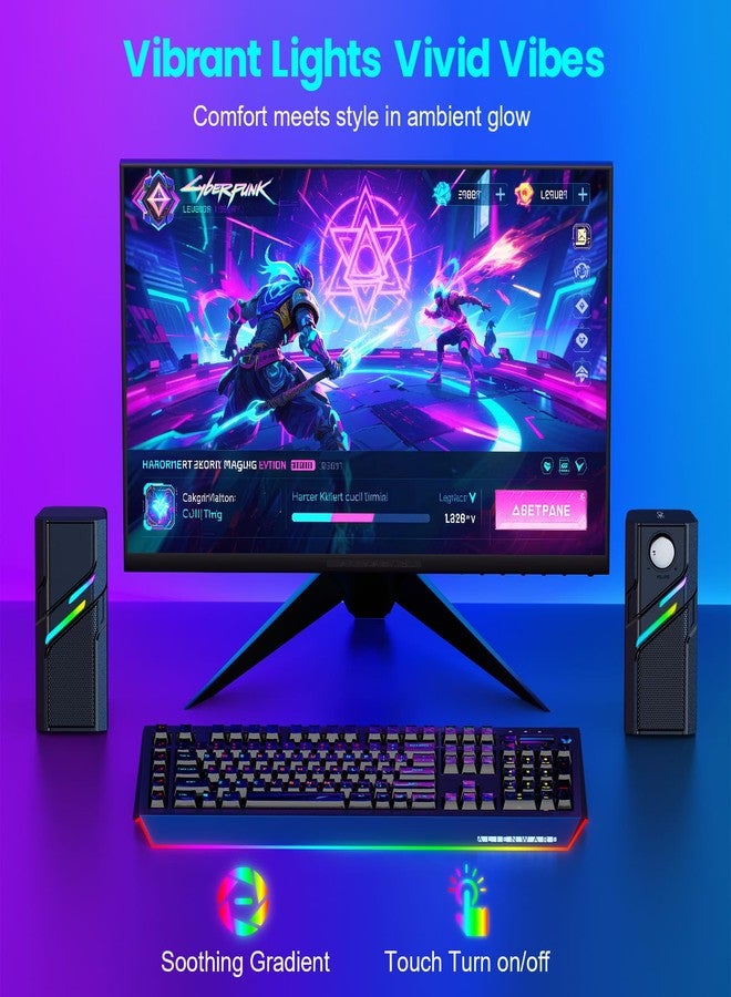 لينرو سماعات كمبيوتر LENRUE لأجهزة الكمبيوتر المكتبية، مزودة بمقبض سهل الاستخدام، وصوت نقي وقوي، وإضاءة تعمل باللمس، وتعمل بمجرد التوصيل لأجهزة الكمبيوتر المكتبية والشاشات وأجهزة الكمبيوتر المحمولة. - Image 4