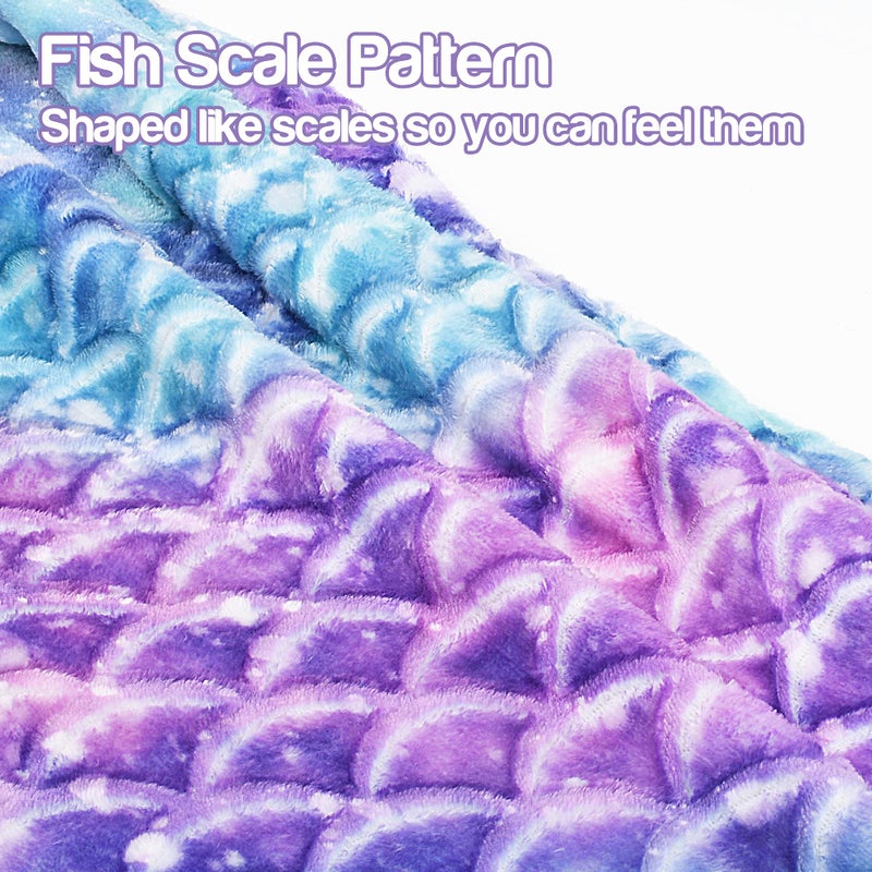 Catalonia Kids Mermaid Tail Blanket, Super Soft Plush Flannel Sleeping Snuggly Blanket for Girls, Galaxy, Fish Scale Pattern, Kids Gift Idea - Image 4