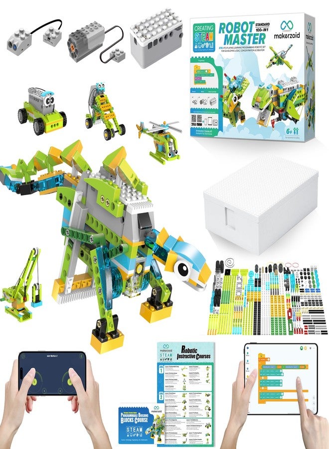 makerzoid Coding Robot Toy for Kids 6+, 100+ in 1 APP Control Robots Building Toys, Programmable Scratch Coding Kit with 23 Video Courses,Birthday Toy for Kids (370 Blocks) - Image 1