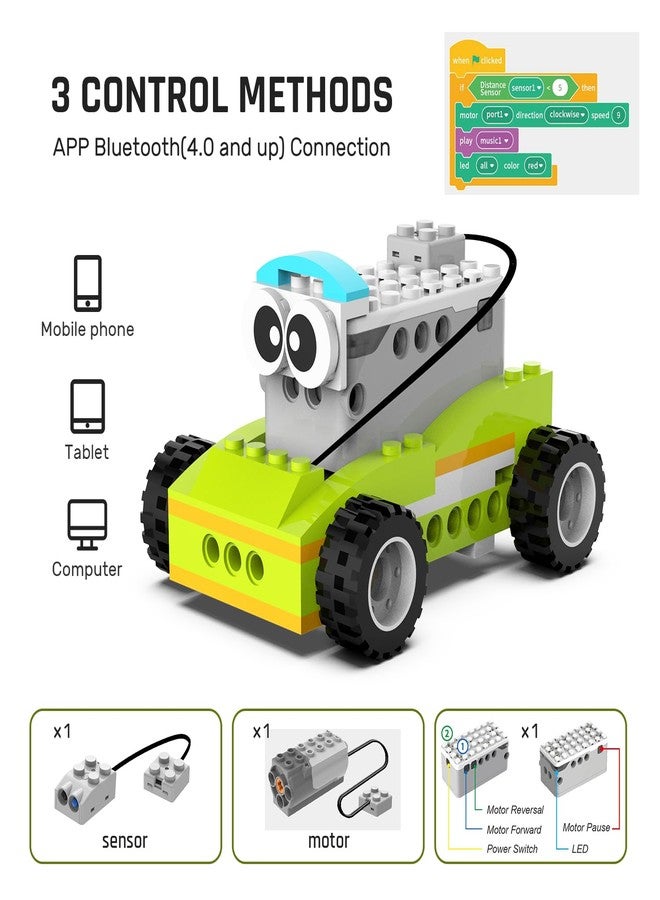 makerzoid Coding Robot Toy for Kids 6+, 100+ in 1 APP Control Robots Building Toys, Programmable Scratch Coding Kit with 23 Video Courses,Birthday Toy for Kids (370 Blocks) - Image 4