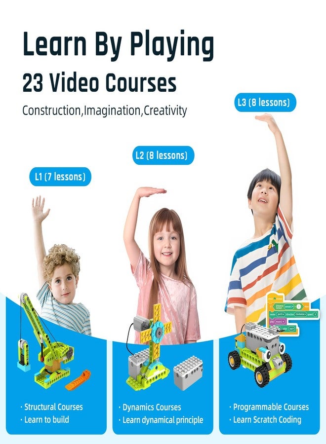 makerzoid Coding Robot Toy for Kids 6+, 100+ in 1 APP Control Robots Building Toys, Programmable Scratch Coding Kit with 23 Video Courses,Birthday Toy for Kids (370 Blocks) - Image 5