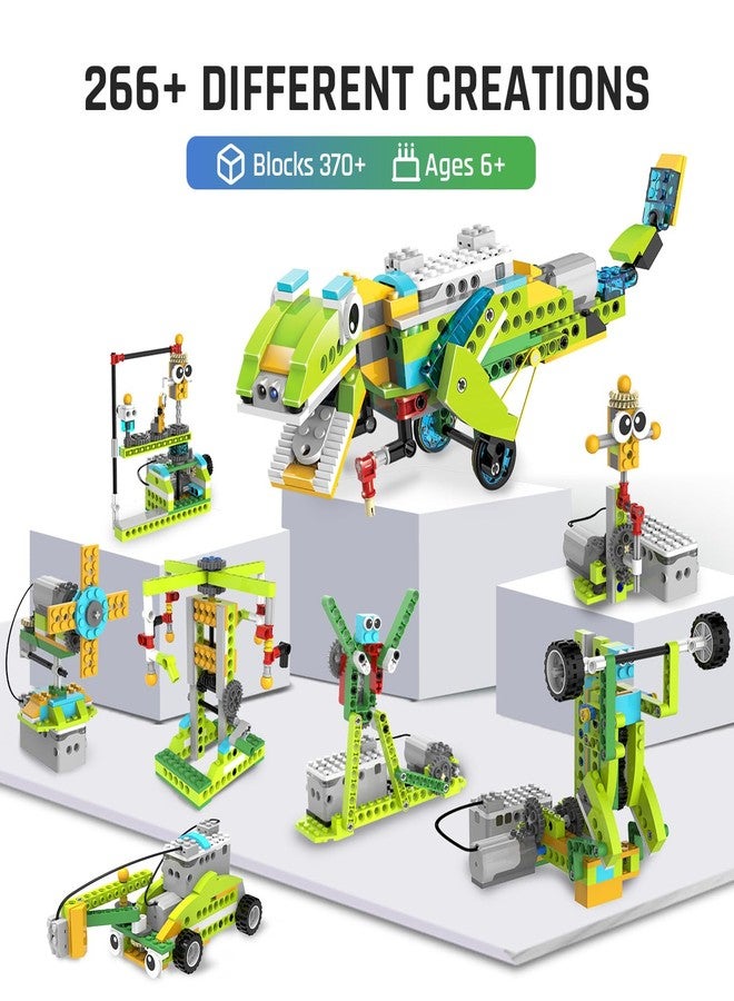 makerzoid Coding Robot Toy for Kids 6+, 100+ in 1 APP Control Robots Building Toys, Programmable Scratch Coding Kit with 23 Video Courses,Birthday Toy for Kids (370 Blocks) - Image 2