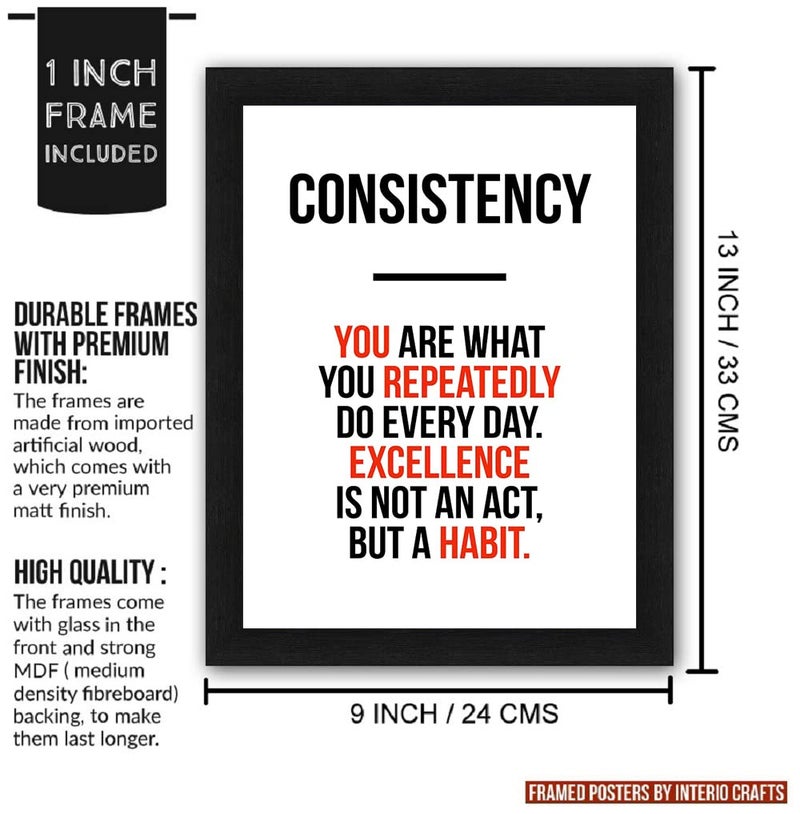 Interio Crafts Consistency Motivational Framed Poster, Inspirational Quotes for Home, Office Decor, Synthetic Wood, Black Frame Size 13"X10" Inches - Image 4