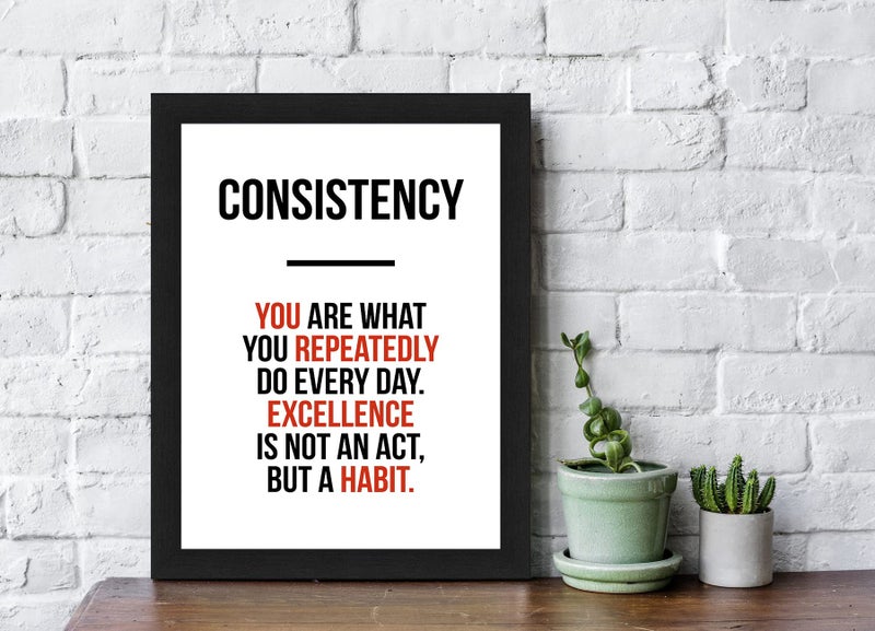 Interio Crafts Consistency Motivational Framed Poster, Inspirational Quotes for Home, Office Decor, Synthetic Wood, Black Frame Size 13"X10" Inches - Image 2
