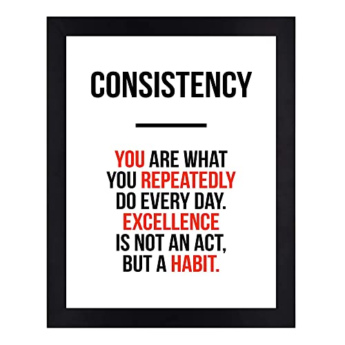 Interio Crafts Consistency Motivational Framed Poster, Inspirational Quotes for Home, Office Decor, Synthetic Wood, Black Frame Size 13"X10" Inches - Image 1