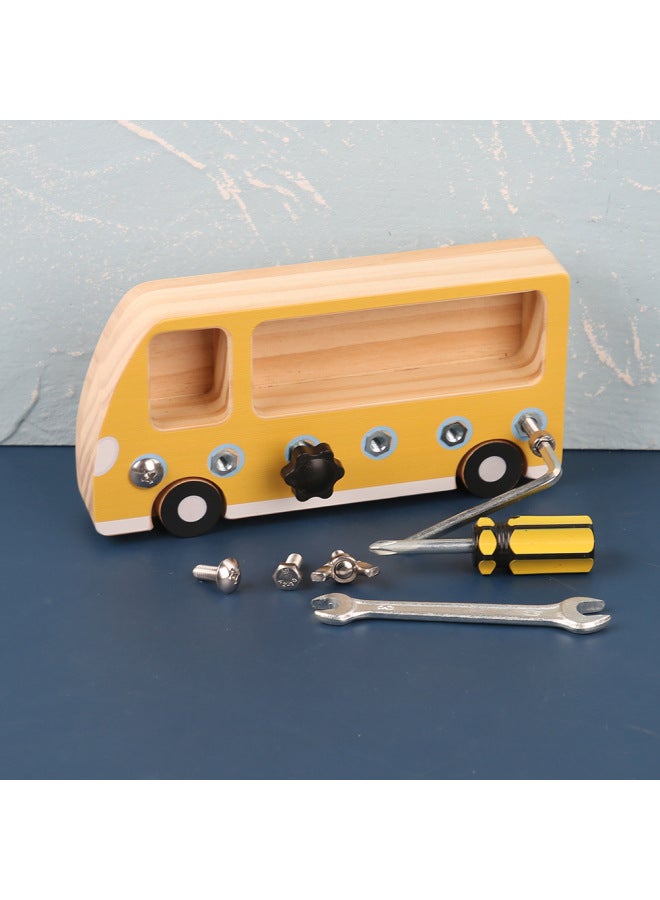 Montessori Teaching Aids Busy Bus Children's Toys Early Education Hand-eye Coordination Training Workbench Screw Tools-Color:Busy Bus Color - Image 1