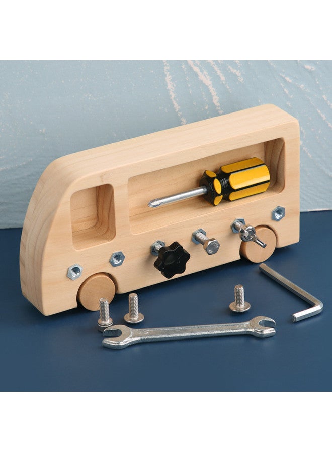 Montessori Teaching Aids Busy Bus Children's Toys Early Education Hand-eye Coordination Training Workbench Screw Tools-Color:Busy Bus Color - Image 2