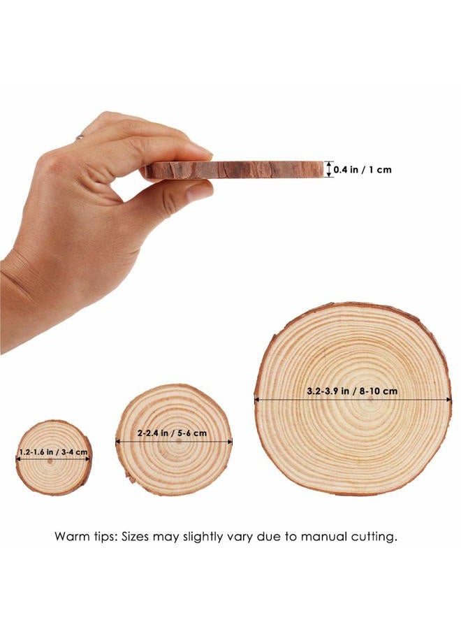 Tiberham Natural Wood Slices, 21 Pcs 1.2-3.9 Inches Unfinished Wooden Circles Round Rustic Wood with Bark, Solid Log Discs Craft Wood Kit for Arts DIY Crafts Christmas Home Decorations - Image 3