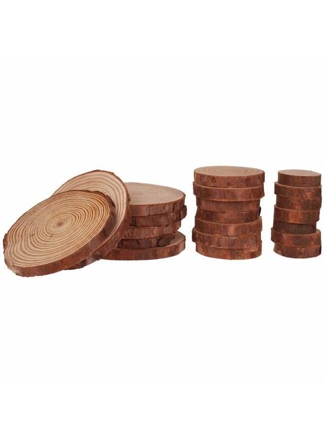 Tiberham Natural Wood Slices, 21 Pcs 1.2-3.9 Inches Unfinished Wooden Circles Round Rustic Wood with Bark, Solid Log Discs Craft Wood Kit for Arts DIY Crafts Christmas Home Decorations - Image 2