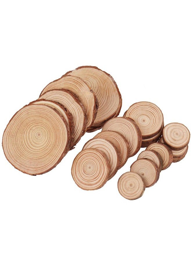 Tiberham Natural Wood Slices, 21 Pcs 1.2-3.9 Inches Unfinished Wooden Circles Round Rustic Wood with Bark, Solid Log Discs Craft Wood Kit for Arts DIY Crafts Christmas Home Decorations - Image 1