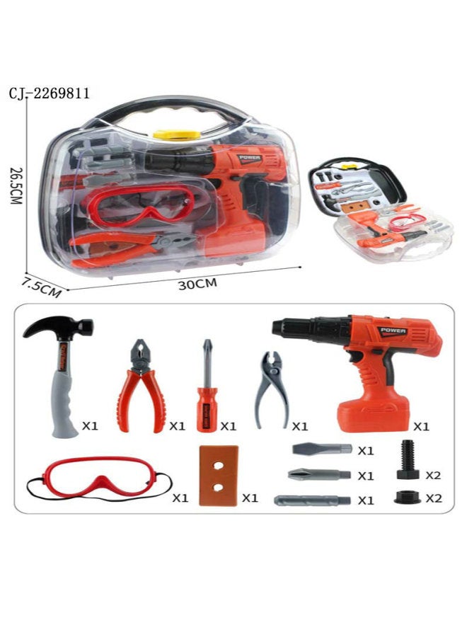 Play House Educational Toy Boy Repair Tool Children's Tool DIY Simulation Tool Portable Box Set-Color:CJ-2269801 - Image 2