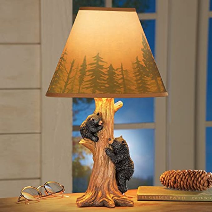 Collections Etc Rustic Climbing Bear Family Northwoods Lamp,14 3/4" H - Image 5