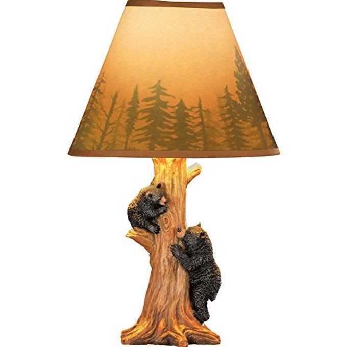Collections Etc Rustic Climbing Bear Family Northwoods Lamp,14 3/4" H - Image 1