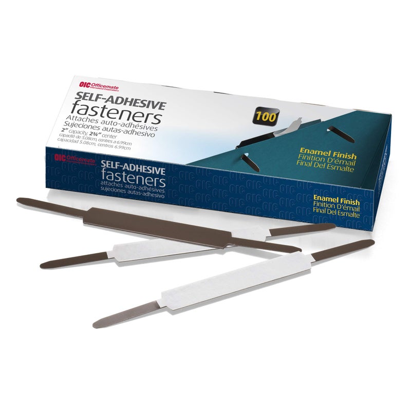 Officemate OICÂ® Self-Adhesive Fasteners, 2" Capacity, Box Of 100 - Image 1